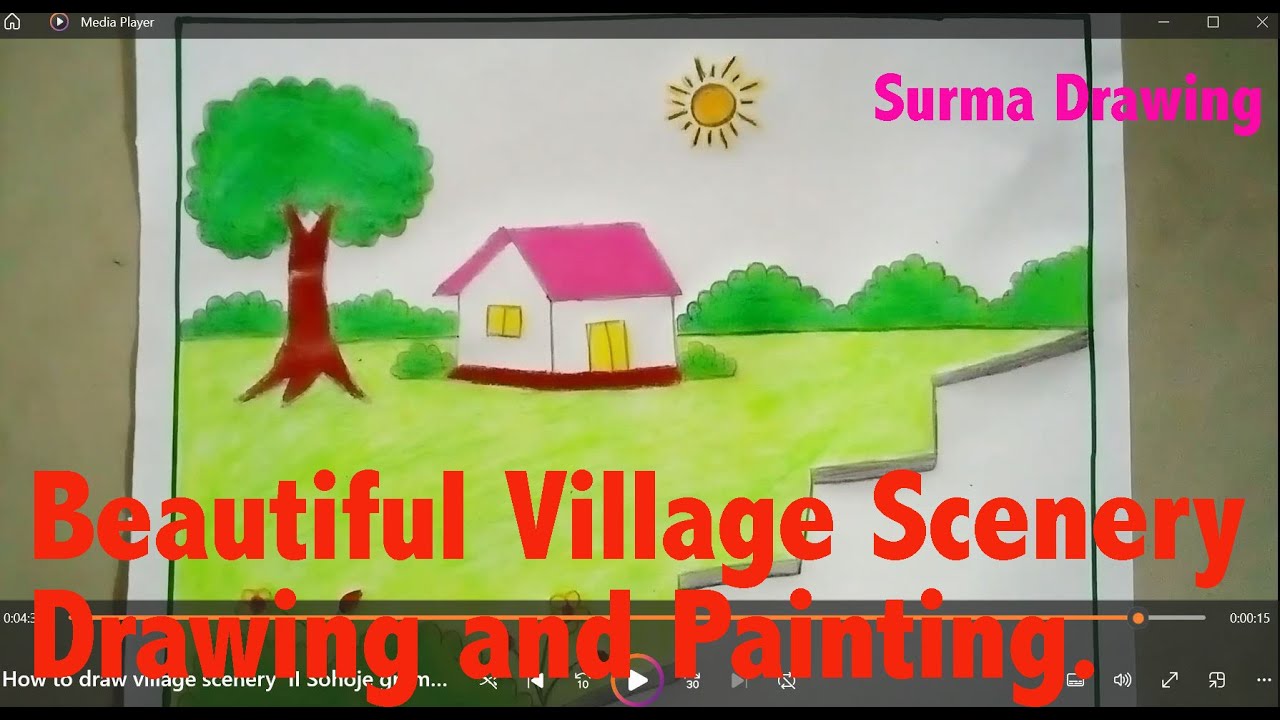 How to draw village scenery  II Sohoje gramer deresso aka.