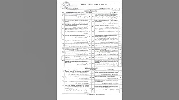 Fbise Class 9 (SSC-I) Computer Science Paper 2024 (2nd Annual)