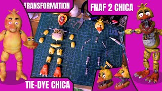 Custom WITHERED CHICA Transformation From TIEDYE CHICA Figure FNAF 2/how to make Withered Chica/DIY