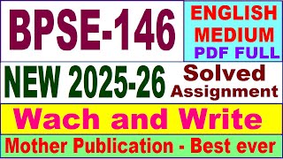 BPSE 146 solved assignment 2025-26 in English || bpse 146 solved assignment 2026 || ignou bpse146