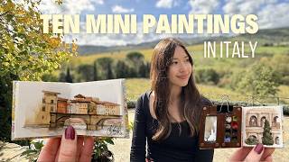 filling out my mini watercolor sketchbook in Italy