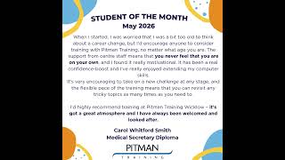 Pitman Training Wicklow Student of the Month- May 2026
