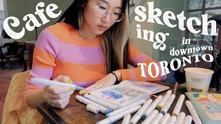 Drawing in a cozy Toronto Cafe! Real-time marker & ballpoint pen portraits✍️//Cafe Hop Diaries ep5☕️