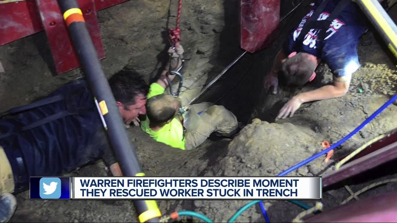 Warren firefighters describe moment they rescued worker stuck in trench ...