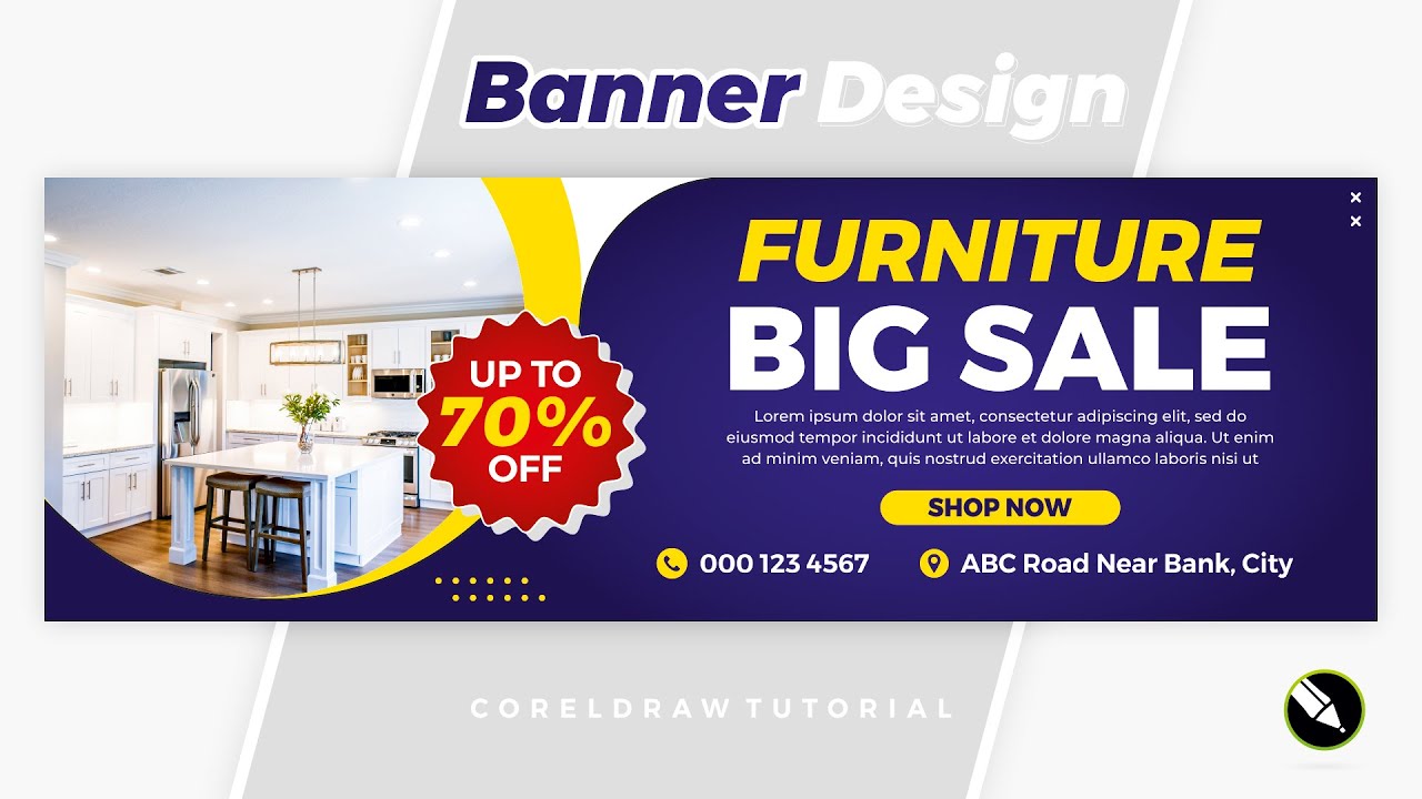 Furniture Sale Banner Design - Coreldraw Tutorial - Shop Banner Design in Coreldraw👍