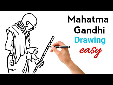 Easy Mahatma Gandhiji drawing // Independence Day drawing - YouTube