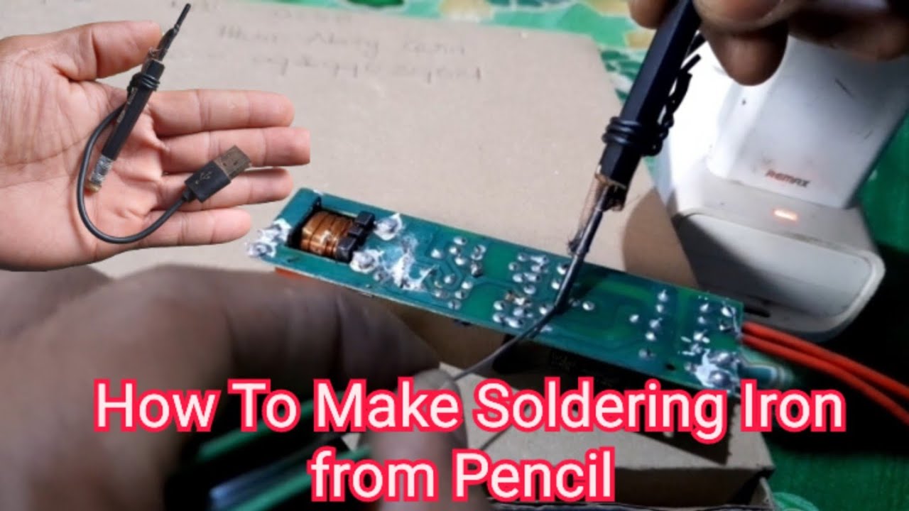 How To Make Dc Soldering Iron Using Pencil ခဲတံကိုအသုံးပြီး ခဲဂေါက် လုပ်နည်း USB Soldering Iron