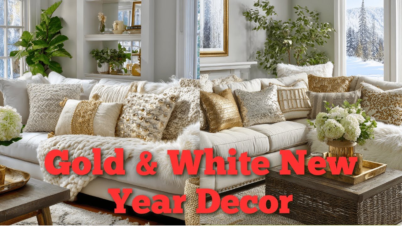 Новогодний декор в золотисто-белых тонах 🎆 Элегантный зимний стиль для дома!