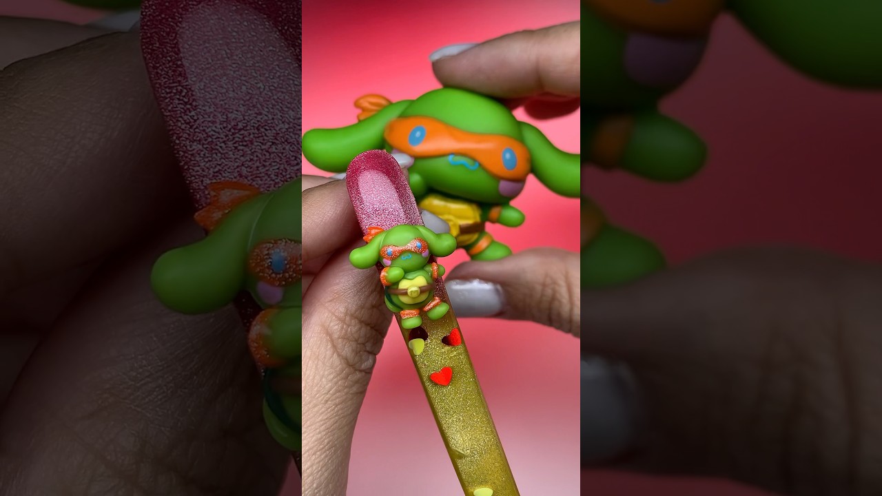 Mikey x Cinnamoroll 🐢🍊✨ TMNT x Sanrio collab nails 💅 