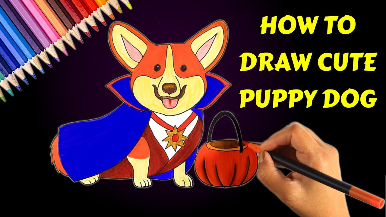 Halloween Costume Drawing How to Draw Cute Puppy Dog YouTube
