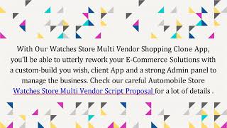 Best Watches Store Multi Vendor Script - Readymade Clone Script