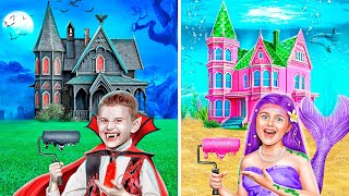 One Colored House Challenge! Vampire vs Mermaid!