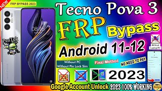 Tecno Pova 3 FRP Bypass Android 12 | Without Pin Lock Sim Card New Method 2023 |Without PC@pentekfrp