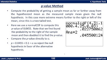 Statistics 4.4.3 Hypothesis Tests p value Method