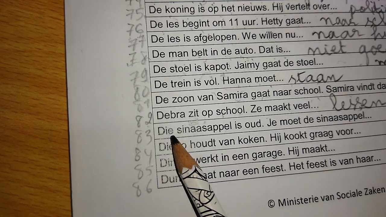 inburgeringsexamen a1 spreken zinnenafmaken deel 6 تكملة الجمل امتحان التحدث الجزء 6