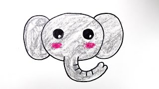 How to draw a elephant 코끼리 얼굴 그리기 cute elephant 손그림 YouTube