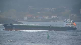 General Cargo Ship Aucanada Tma Leaving A Coruña 4K