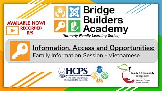 Bridge Builders Academy - November 2, 2020 - Family Information Session- Vietnamese