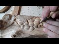 Виноград на горбыле. Резьба по дереву - Wood carving - Grapes.