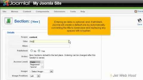 Joomla - How to use the Section Manager