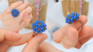 Metal aparatlı kristal örme yüzük yapımı ANLATIMLI! | Easy Crystal Ring Making | #beading #tutorial