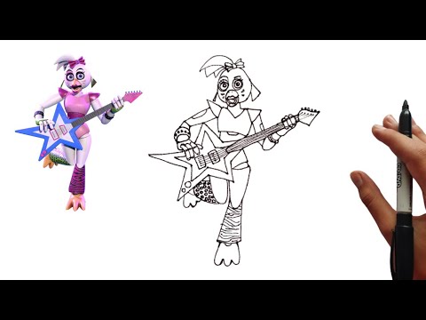 Como desenhar e pintar Glamrock Chica de Five Nights at Freddy's