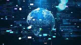 Digital Technology Concept With Earth Surrounded By Data Streams And Abstract Binary Codes Global Ne