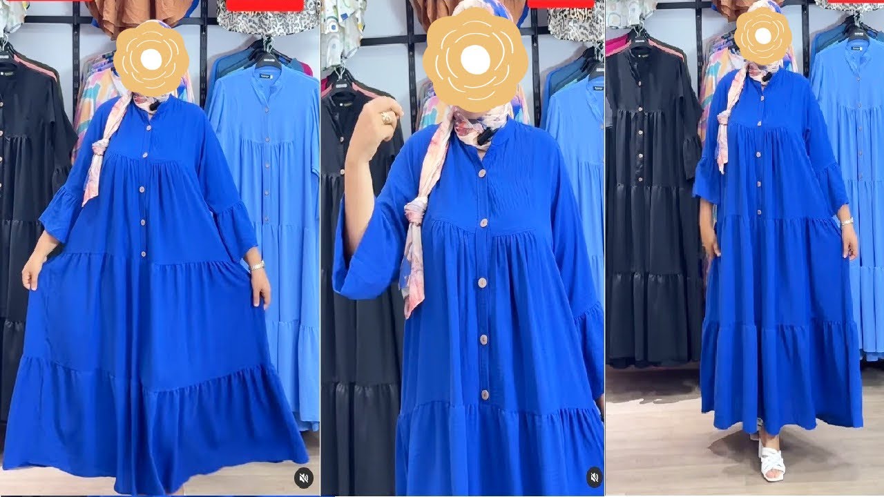 1 الدرس:  فستان حجاب  طبقات بالصدايف نازلين وكول اوفيسيي  سهل على المبتدئين