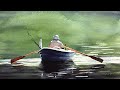 Relaxing Watercolor Painting - Rowing on a Lake