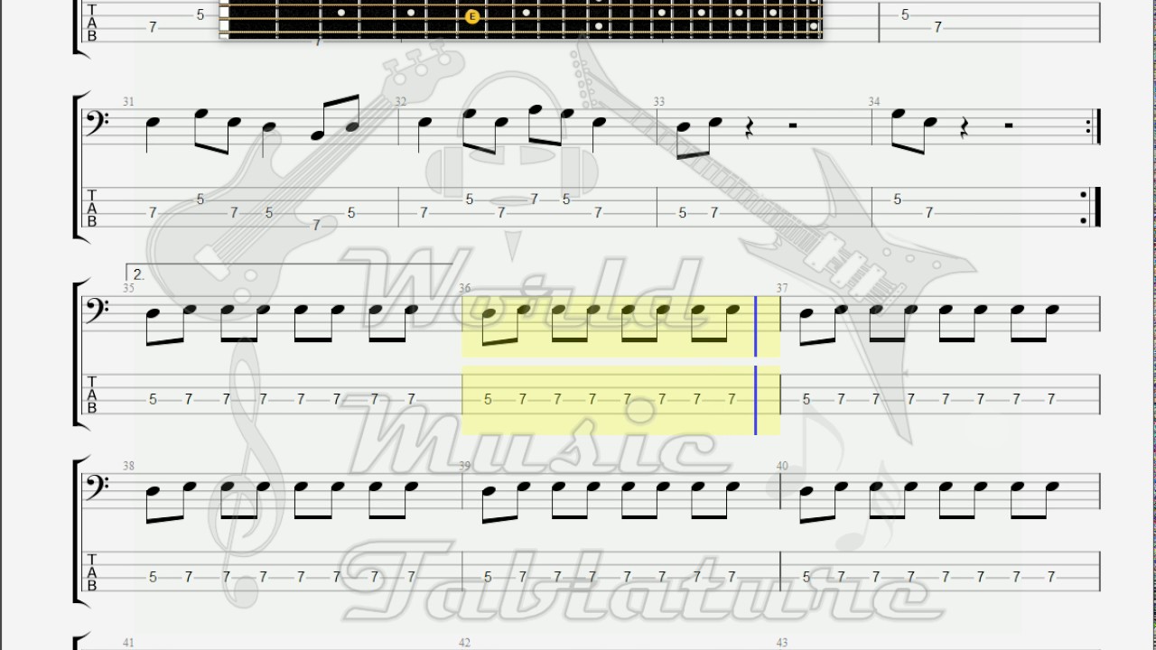 Deep Purple Black Night BASS GUITAR TAB YouTube