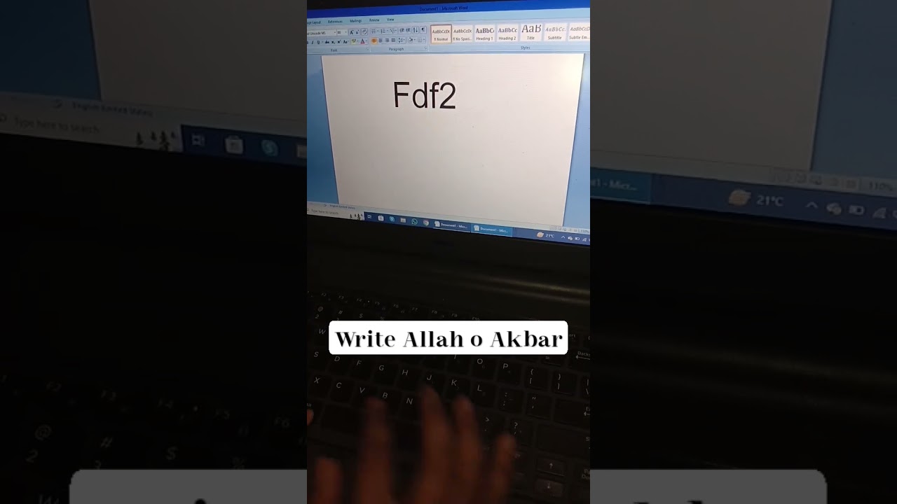 How to write Allah o Akbar in Ms Word through Short keys?