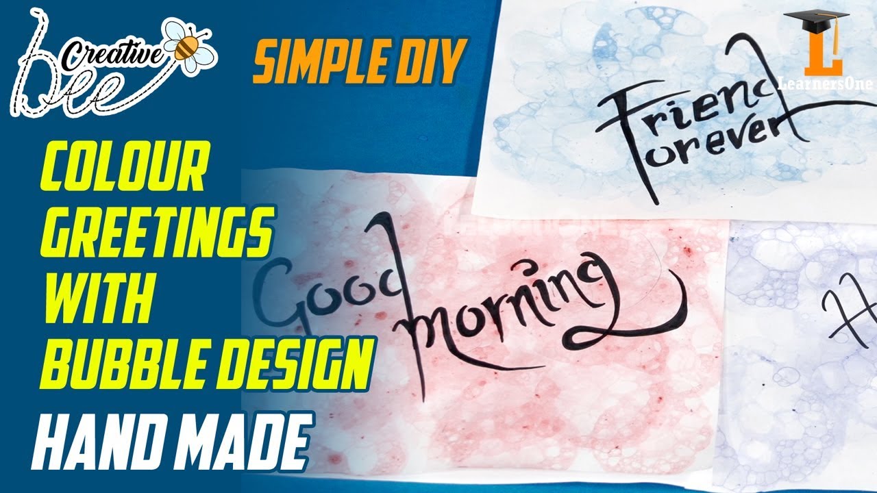 Color Greetings with BUBBLE Design | Simple DIY | LearnersOne - YouTube