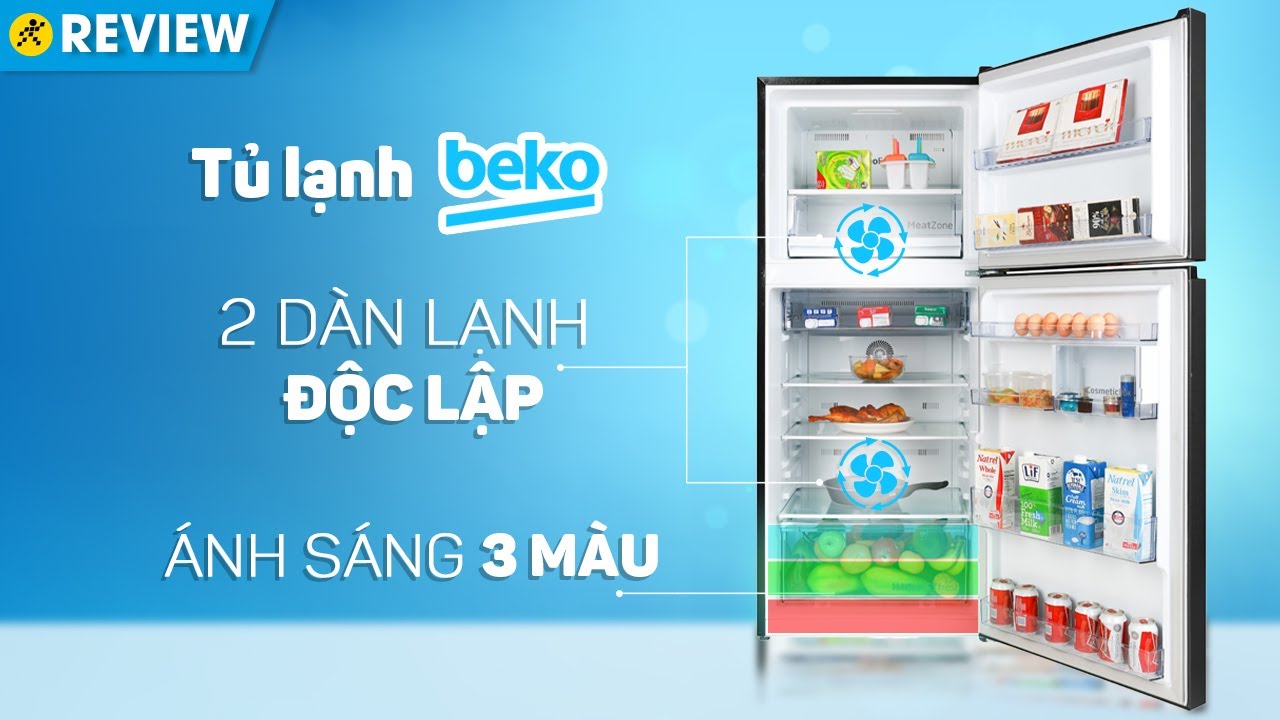 Tủ lạnh Beko 340 lít: 2 dàn lạnh, rau củ tươi lâu với... - youtube