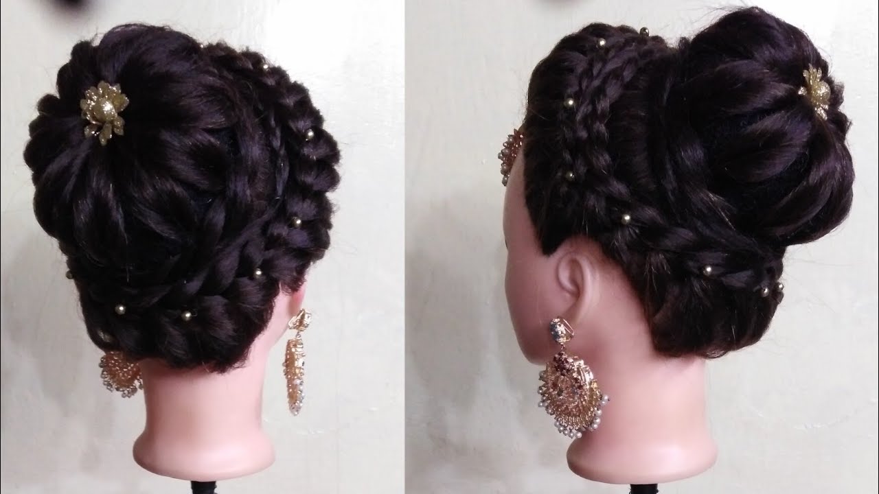 Simple Juda Hairstyle. Fishtail Braid Low Bun For Long Hair - YouTube