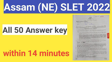 Assam SLET 2022  Answer Key | original  NE SET answer key 2022 |