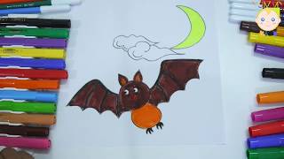 How to Color Bat With Colorful Markers Coloring Pages Black Bat With Colors