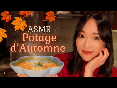 ASMR 🥕 Potage maison aux légumes d'automne 🍁 (découpe, mijotage et chuchotements) 🍂