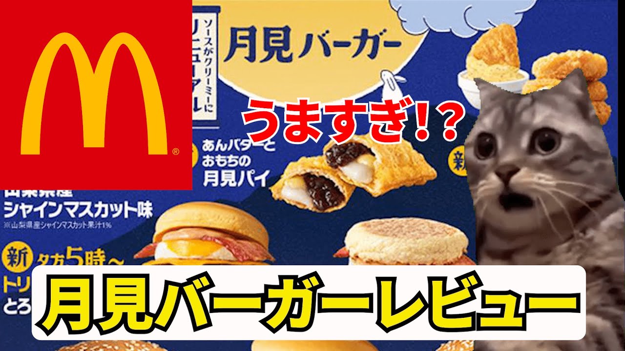 【猫ミーム】マックの月見バーガー　レビュー‼︎