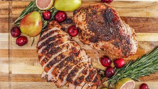 Turkey breasts instead of a whole bird = super-speedy thanksgiving
main dish ( flavored with sweet and savory combo maple syrup, mustard
fresh rosem...