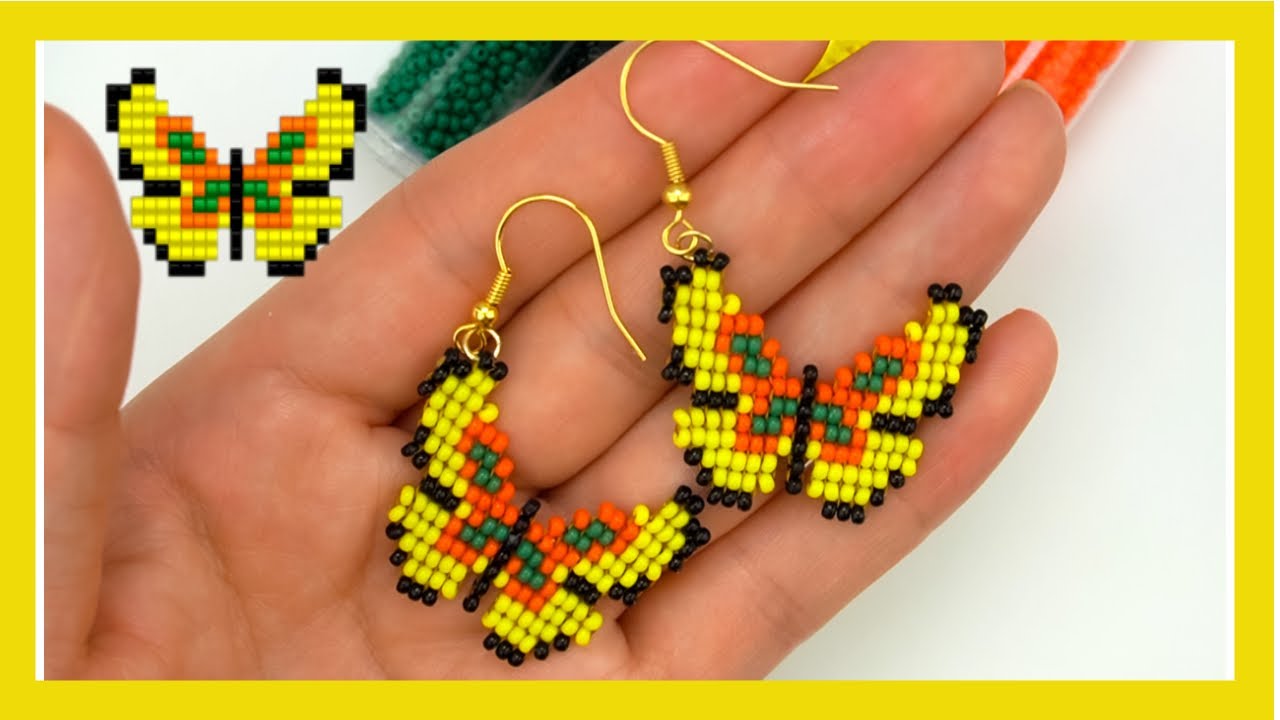 MARIPOSAS /ARETES DE MOSTACILLAS/PUNTADA CUADRADA