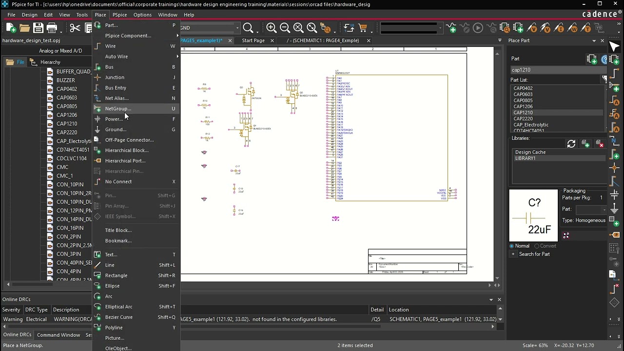 22 OrCAD Schematic Entry and Library component search and placement