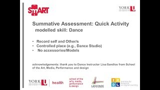 Video 27of York SmART Project: Summative Assessment: Quick Activity  modelled skill: Dance