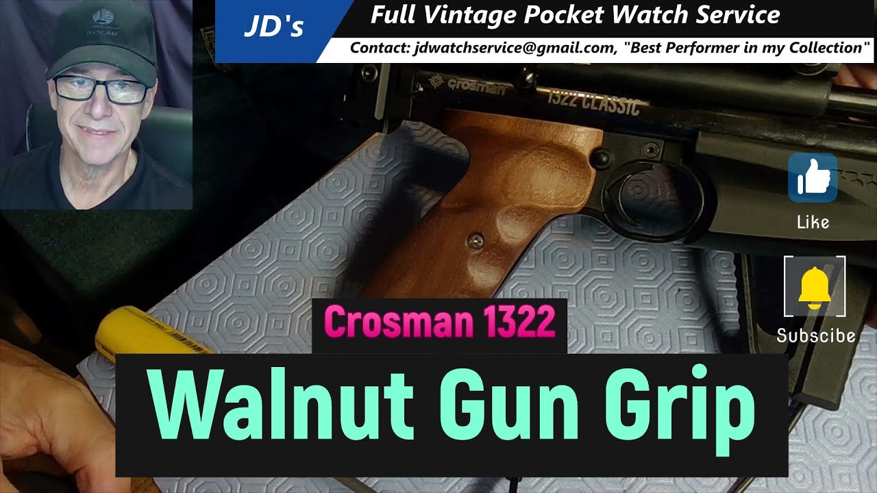 Walnut Gun Grip Crosman P1322 - YouTube