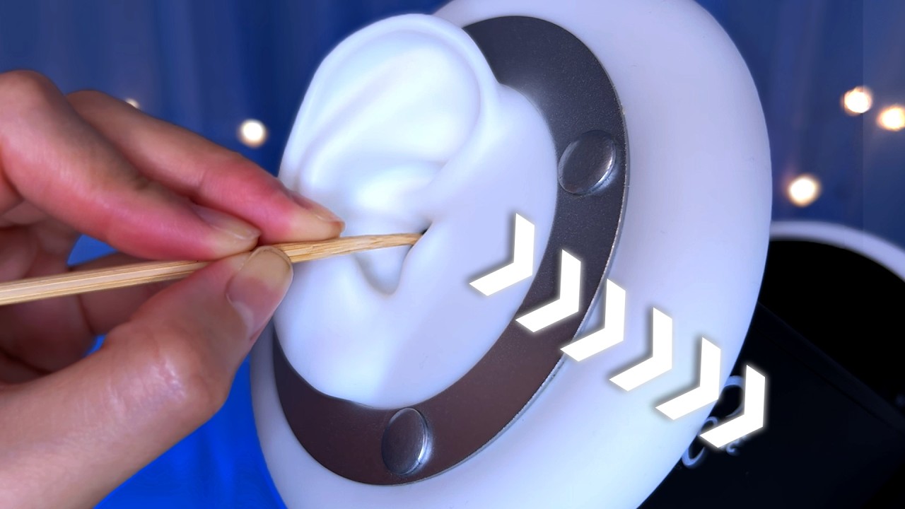 ASMR Brain Penetrating Ear Cleaning for Sleep (No Talking) 3Dio, bamboo, metal / 貫通耳かき