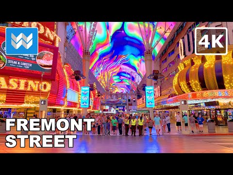 [4K] Fremont Street Experience in Las Vegas USA - Nightlife Walking Tour & Travel Guide