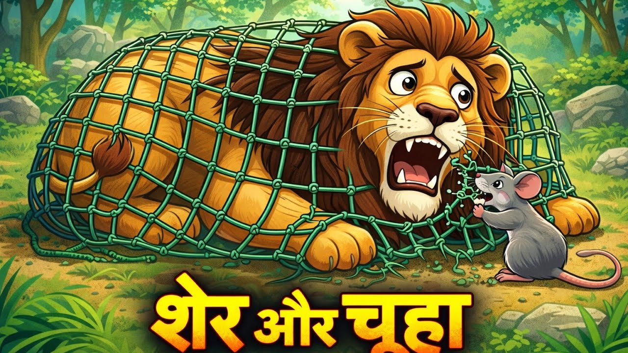 शेर फँस गया जाल में… छोटे चूहे ने कर दिया चमत्कार 😱 | शेर और चूहा कहानी