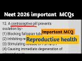 Reproductive health class 12 one shot MCQ for NEET || NCERT biology MCQ #neet #neet2026  neet dpp