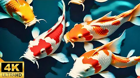 Koi Fish 🐠 Aquarium 4K (UHD) VIDEO - Relaxing Meditation and Sleep Music