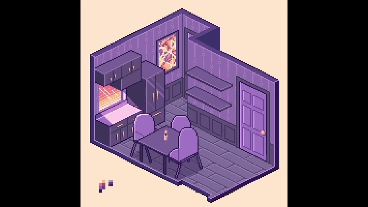 purple isometric room pixel art [speedpaint]