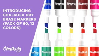 Introducing Chalkola Dry Erase Markers (Pack of 60, 12 Colors)